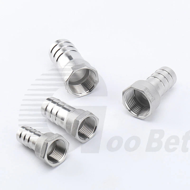 BSP Female Thread Barb Hose Tail Joiner — Stainless Steel Connector, 1/4" to 2"