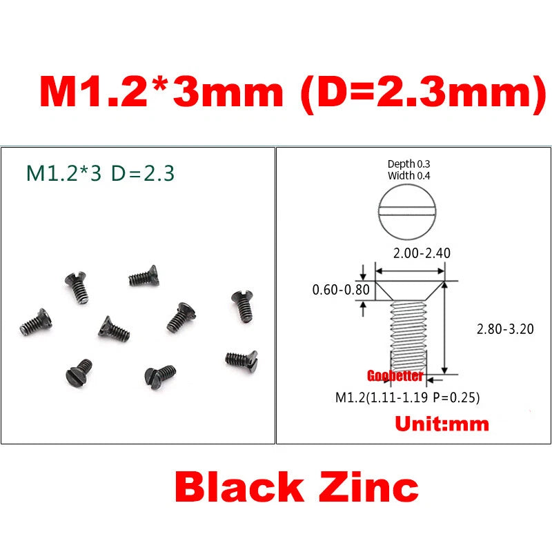M1.2 M1.6 M2 M4 M5 M6 Slotted Countersunk Head Machine Screws Flat Bolts 3~25mm