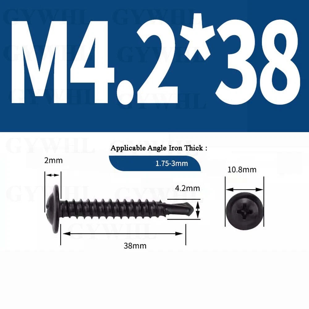 Black Self Drilling Wafer Head Screws Steel Self Tapping Screws for Metal Sheets