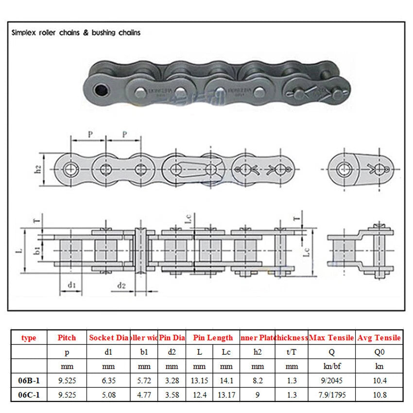 Roller Chain Connecting Link Full Buckle For 04C/06B/06C/08A/08B/10A/12A-1 Chain