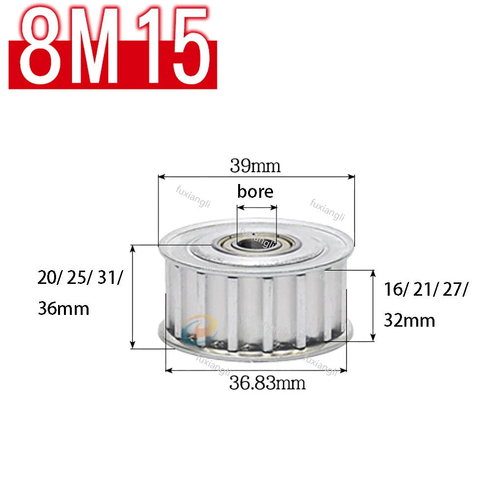 HTD-8M Timing Belt Drive Tensioner Pulley Width 16/21/27/32/42mm Idler Pulleys