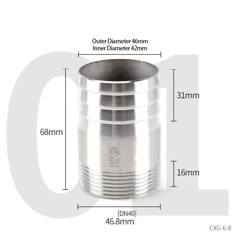 Stainless Steel Hose Barb Tail Fitting — BSP Male Thread Connector Adapter