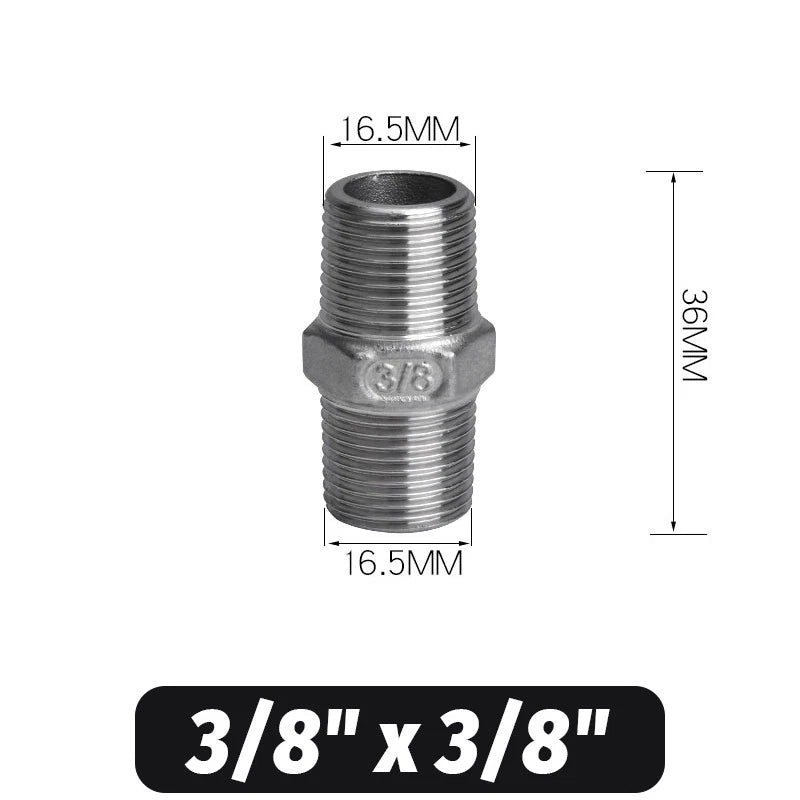 304 Stainless Steel Hex Nipple Pipe Fitting | Male to Male NPT Connector