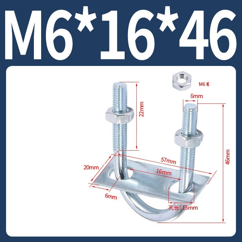 Round U-Bolts Sets Steel 16mm-219mm Inner Width M6 M8 M0 M12 with Nut, Plate