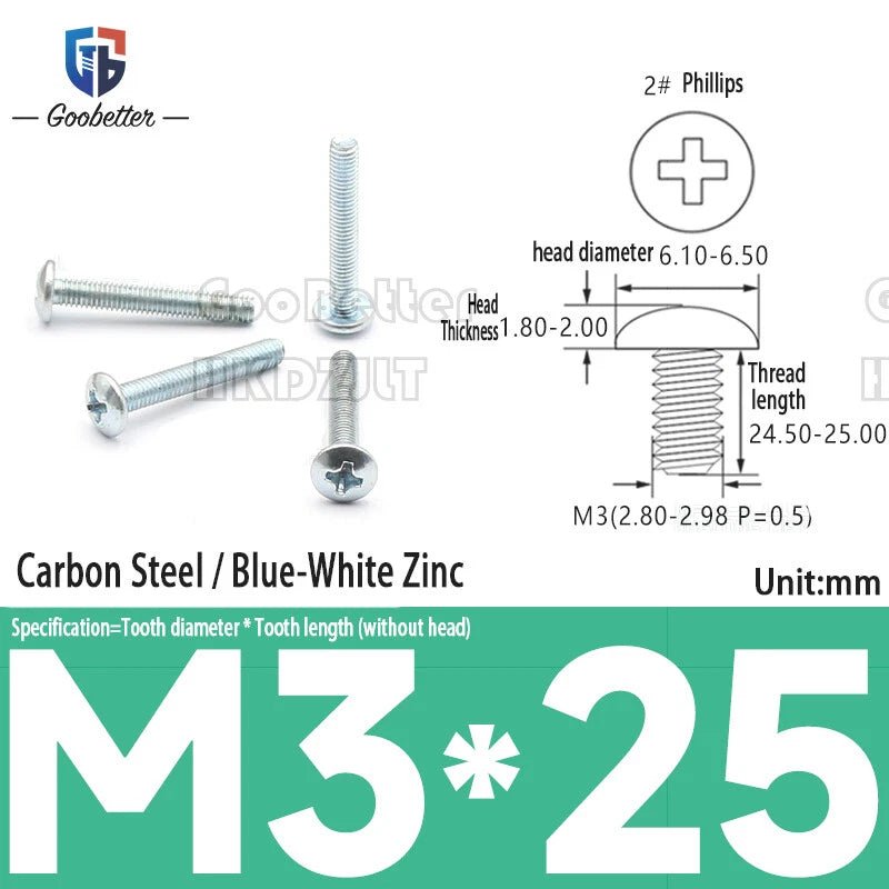 Phillips Flat Head Machine Screws M2.3 to M6 — Carbon Steel, Stainless & Brass, 7 Finishes - HomeDIYer