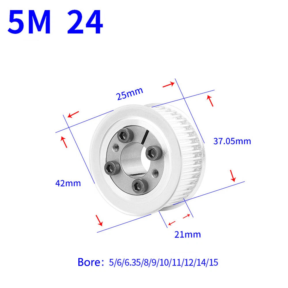 HTD-5M 18T-45T Timing Belt Pulley With Expansion Sleeve, Pitch 5mm Width 21mm