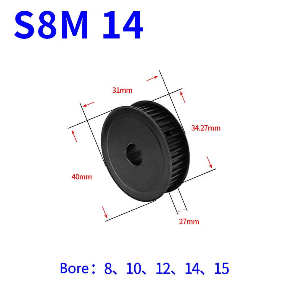 STS S8M 10T-40T Timing Belt Pulleys Pitch 8mm Teeth Width 27mm AF-type 45# Steel