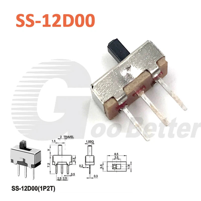 Miniature Slide Switch SPDT 2-Position On-Off Micro Toggle for Model Railway