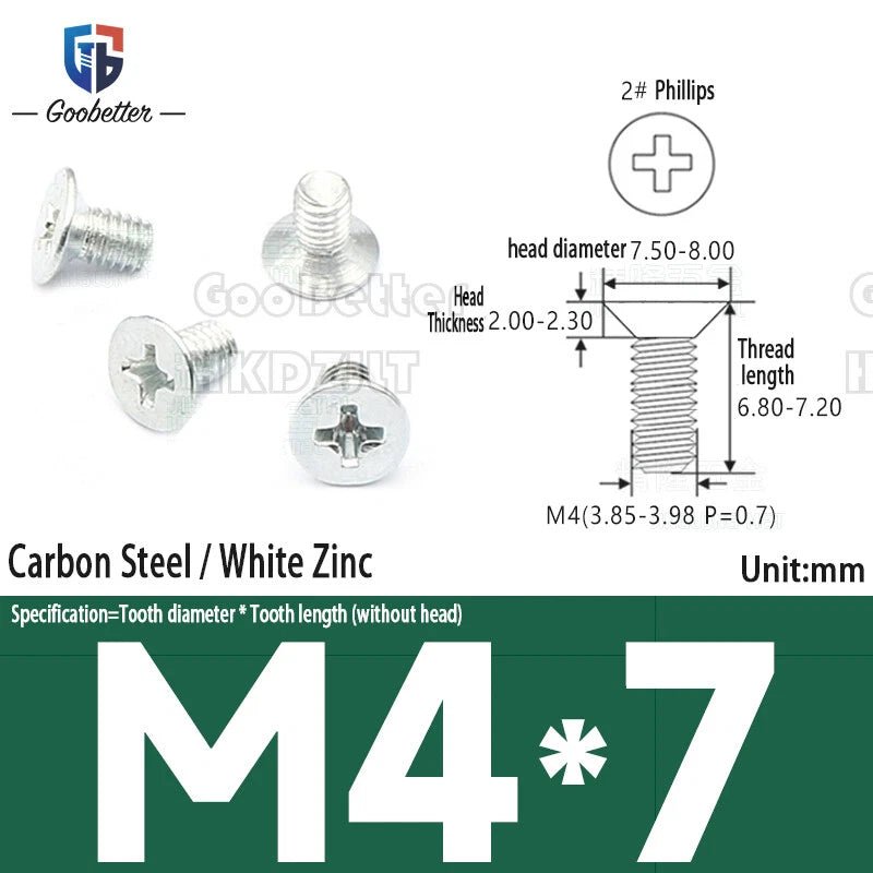 M4 Phillips Flat Head Countersunk Machine Screws — 5 to 45mm, Carbon Steel & Stainless, 9 Finishes - HomeDIYer