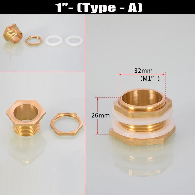 BSP Female Male Thread Water Tank Connector Bulkhead Hose Fitting 1/2" 3/4" ~ 2"