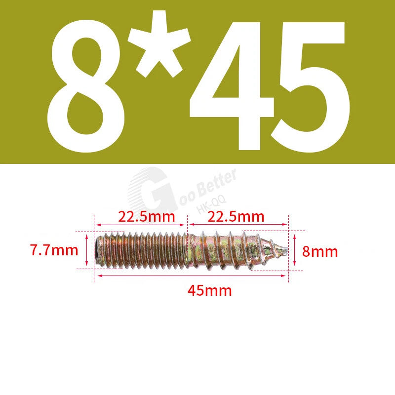 M6 M8 M10 4.8 STEEL WOOD TO METAL DUAL THREAD DOWEL SCREWS HANGER BOLTS