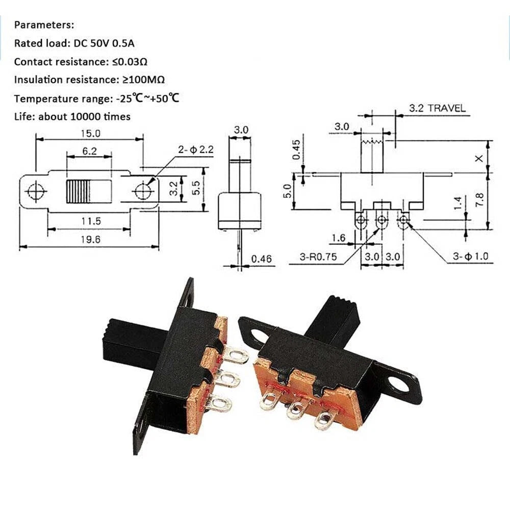 Miniature Slide Toggle Switch — 2/3-Position, Single/Double Row, Vertical & Horizontal, Through-Hole & SMD