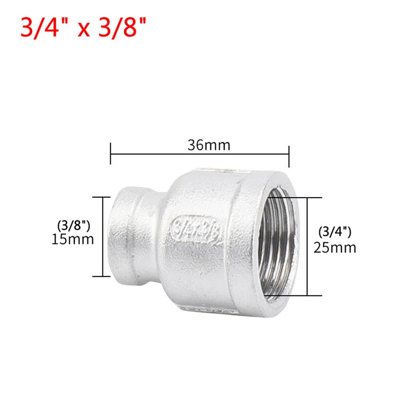BSP Female Pipe Fittings Reducer Adapter, 304 Stainless Steel, 3/8" to 2"