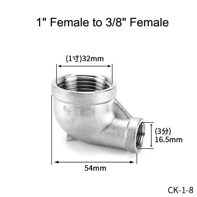Stainless Steel BSP Reducer 90° Elbow Fittings — 1/8" to 1" Male & Female