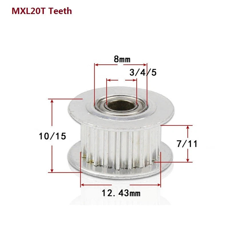 MXL Timing Belt Drive Tensioner Pulley Smooth Tooth/Toothed Idler Width 7/11mm