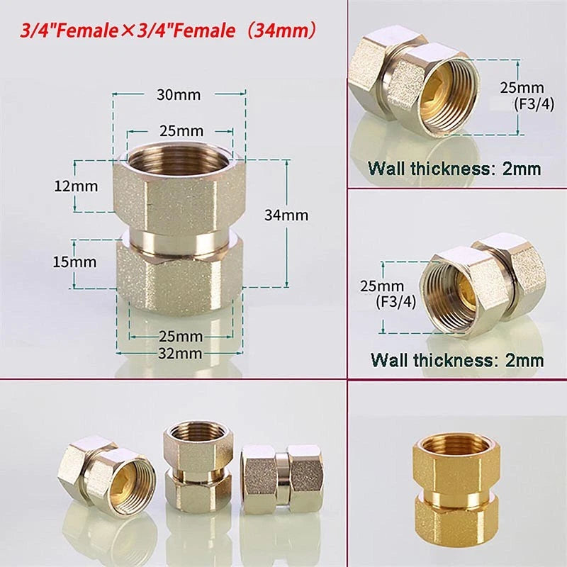Brass Compression Fittings — Straight Coupling & Elbow Connector, 1/2" 3/4" 1" Female/Male