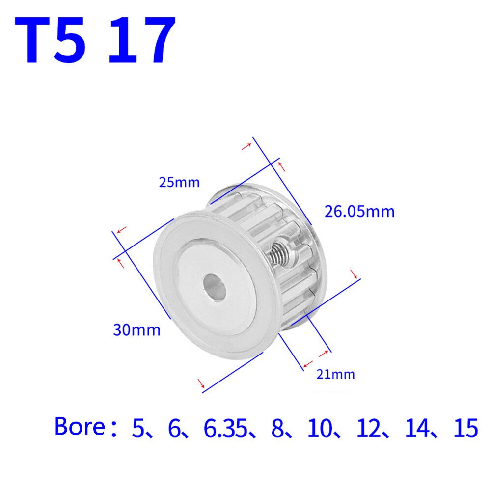 T5 12T-60T Timing Belt Pulley Pitch 5mm AF-type With Keyway Teeth Width 21mm