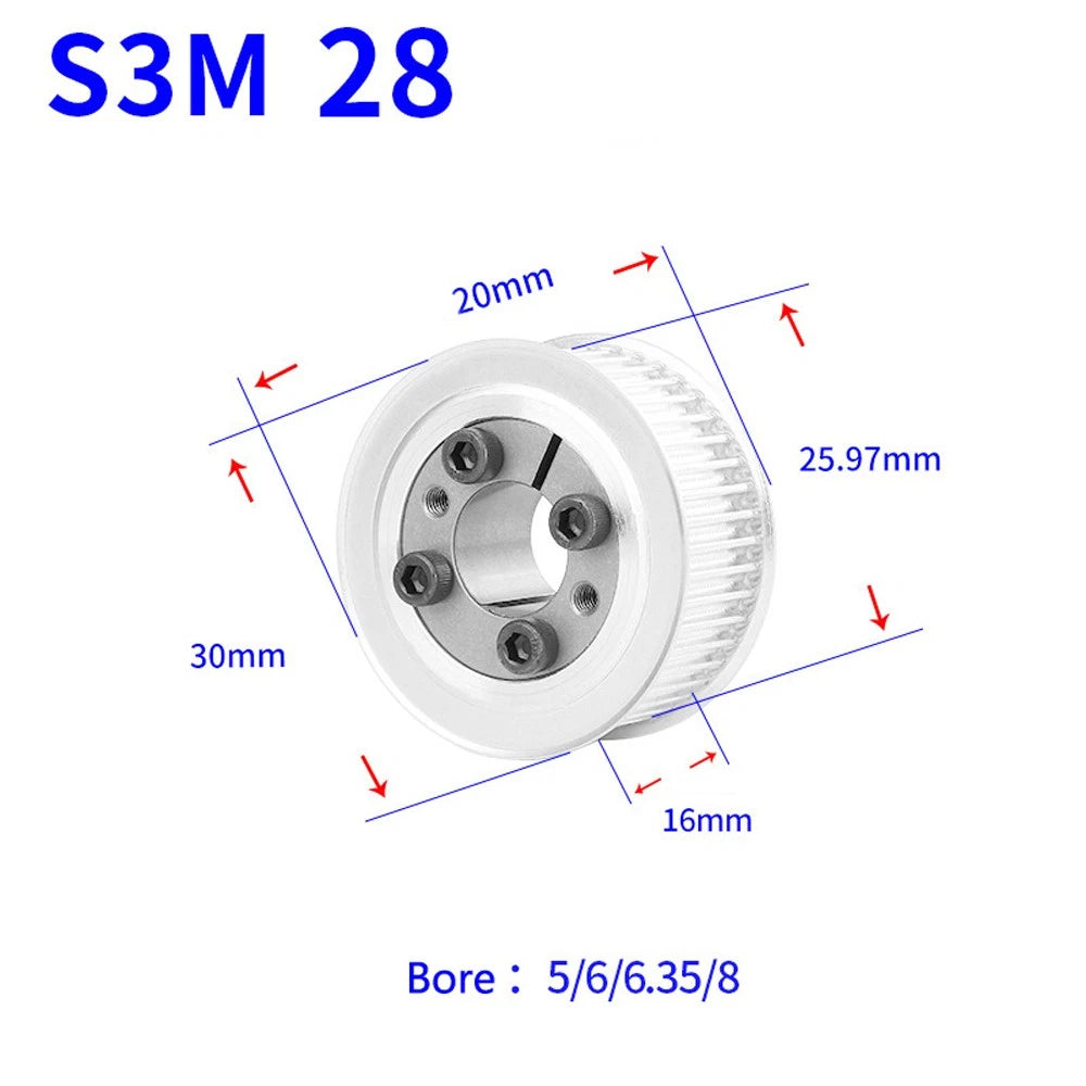 STS S3M 24-80T Timing Belt Pulley With Expansion/Tension Sleeve Teeth Width 16mm