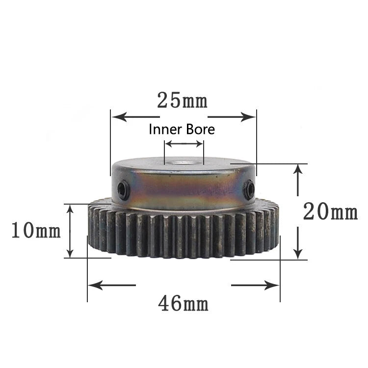 Steel 45# Mod 1 Spur Pinion Gear 40-80 Teeth Motor Gear 6-25mm Bore With Screw