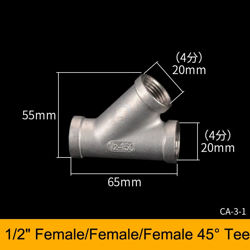 Stainless Steel BSP Tee Fittings 1/2" & 3/4" Male Female Reducer Connector