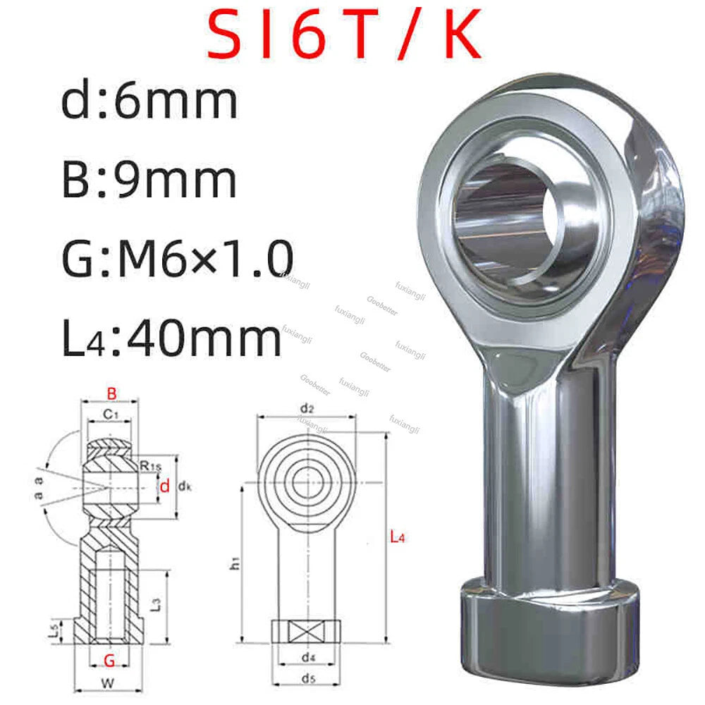 Rod End Bearings PHS Female M6-M35 Right-Left Hand Thread A2 Stainless Steel