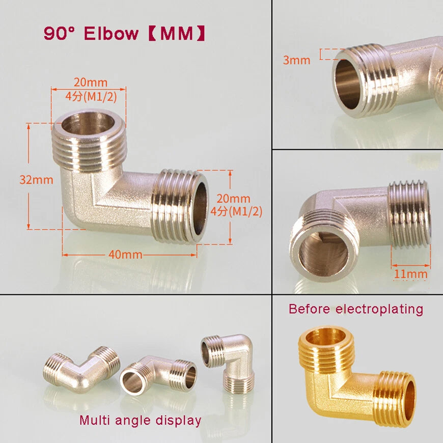 BSP 1/2" Brass Pipe Fittings – Tee, Elbow, Cross & Y-Connector