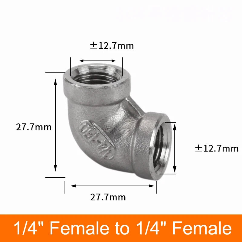 Stainless Steel 90° Elbow BSP Pipe Fittings — Same-Size & Reducing Female/Male Adapters