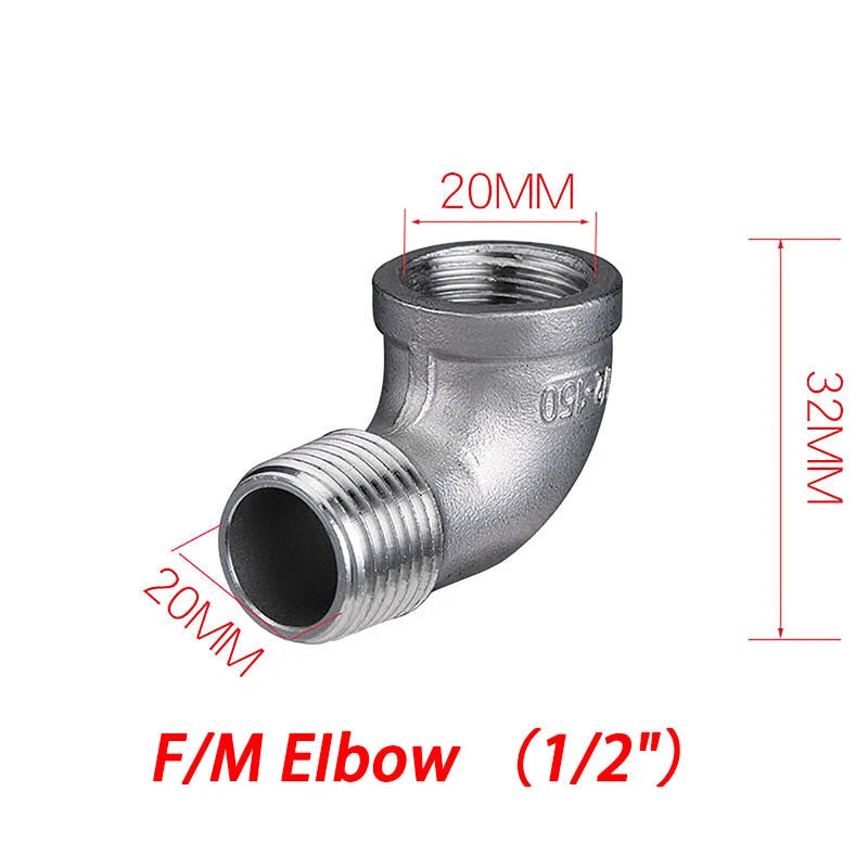BSP 304 Stainless Steel Pipe Fittings — Elbow, Tee, Nipple, Cross, Bush, Cap (1/2" & 3/4")