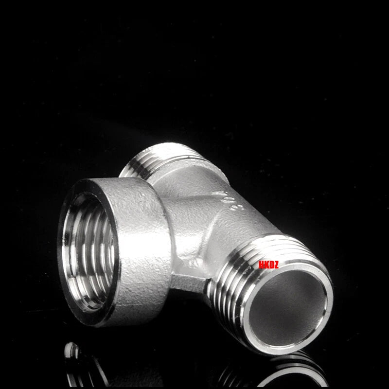 304 Stainless Steel BSP 3-Way Pipe Fitting — 1/4" to 2" Female & Male Thread Tee Connector