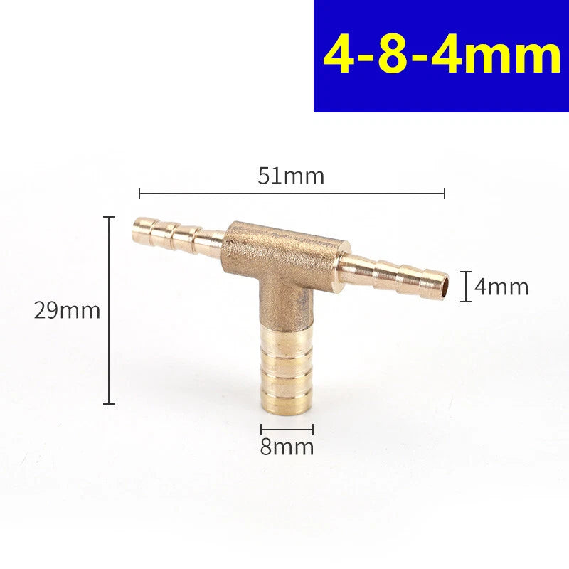 Brass Barbed T-Piece Hose Joiner Reducer Tee Connector — Air, Water & Fuel Fittings