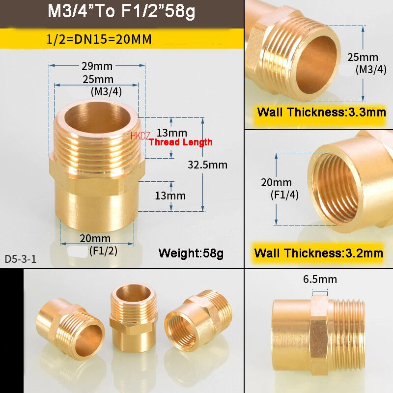 1 8" BSP Brass Reducing Fittings Female To Male Thread Connector Adaptor Coupler