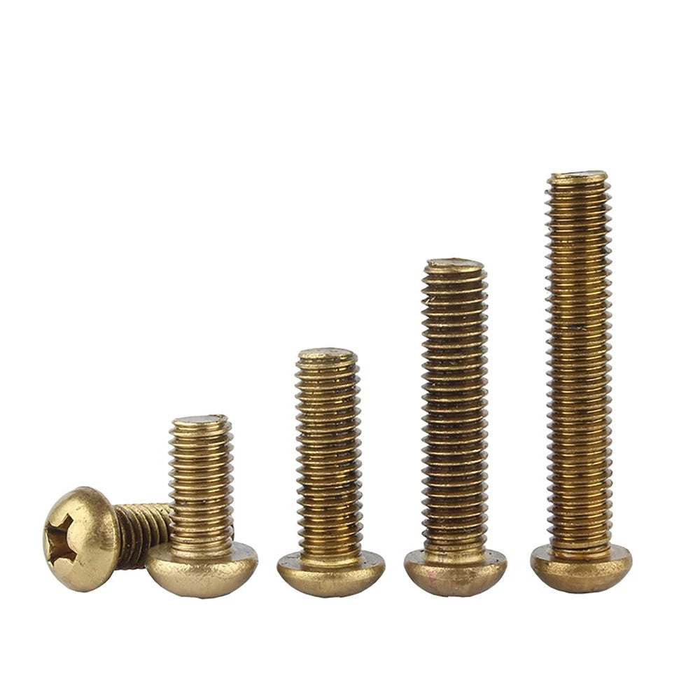 M4 M5 Solid Brass Pan Head Phillips Machine Screws — Multiple Lengths