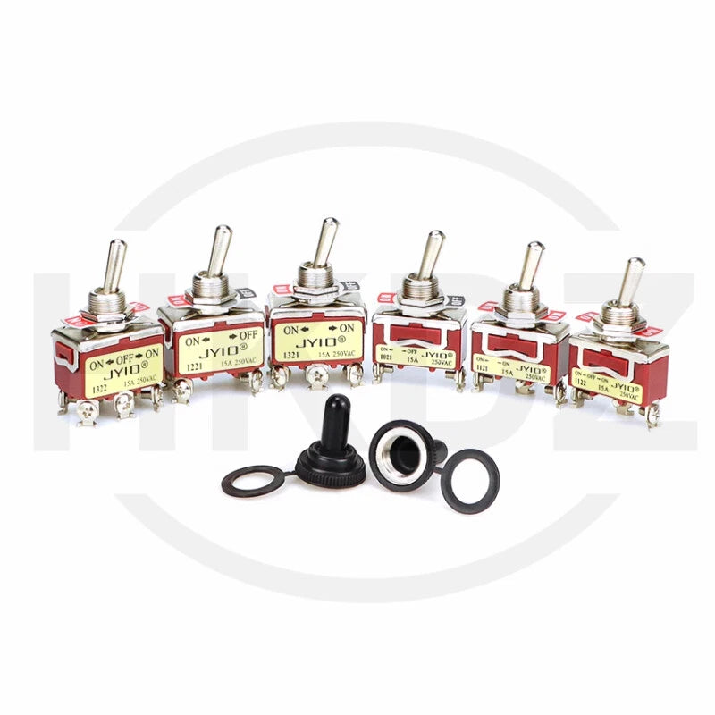 Metal Toggle Switch 250VAC 15A — SPST / SPDT / DPST / DPDT Panel Mount Flick Switch