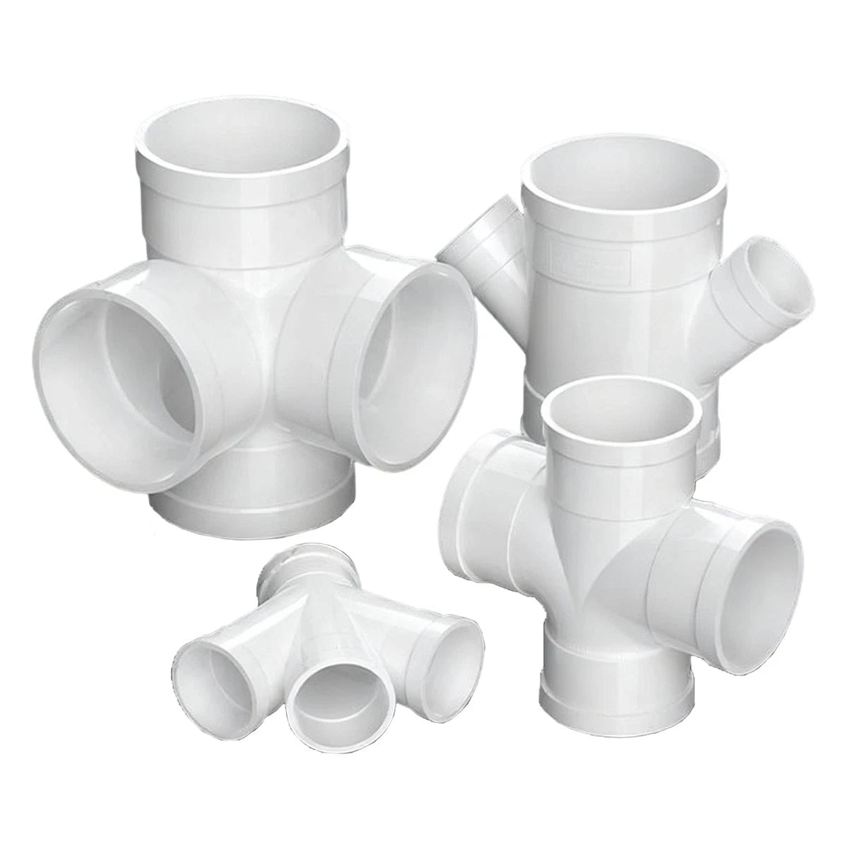 PVC 4-Way Equal Reducer Drainage Pipe Connectors Various Types Tube Fittings