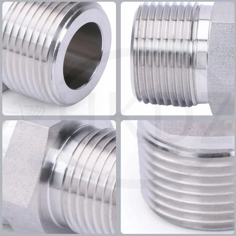 BSP Male to Male Stainless Steel Hexagon Nipple Pipe Fittings | 201 / 304 / 316 | 1/8" to 4"