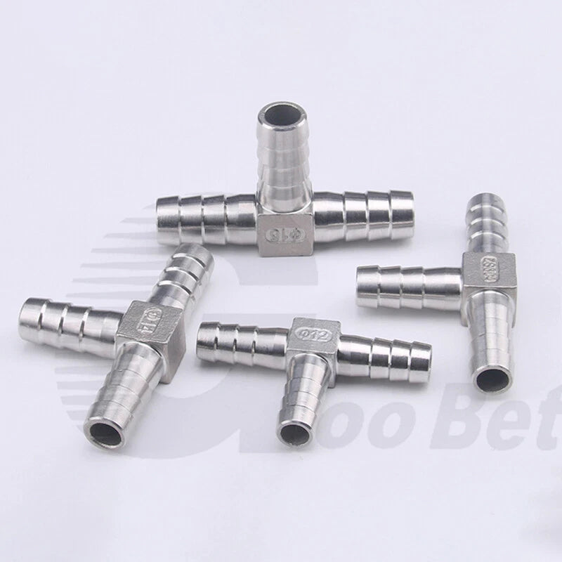 Stainless Steel Barbed Hose Connector — T-Piece & Y-Piece, 6mm–25mm