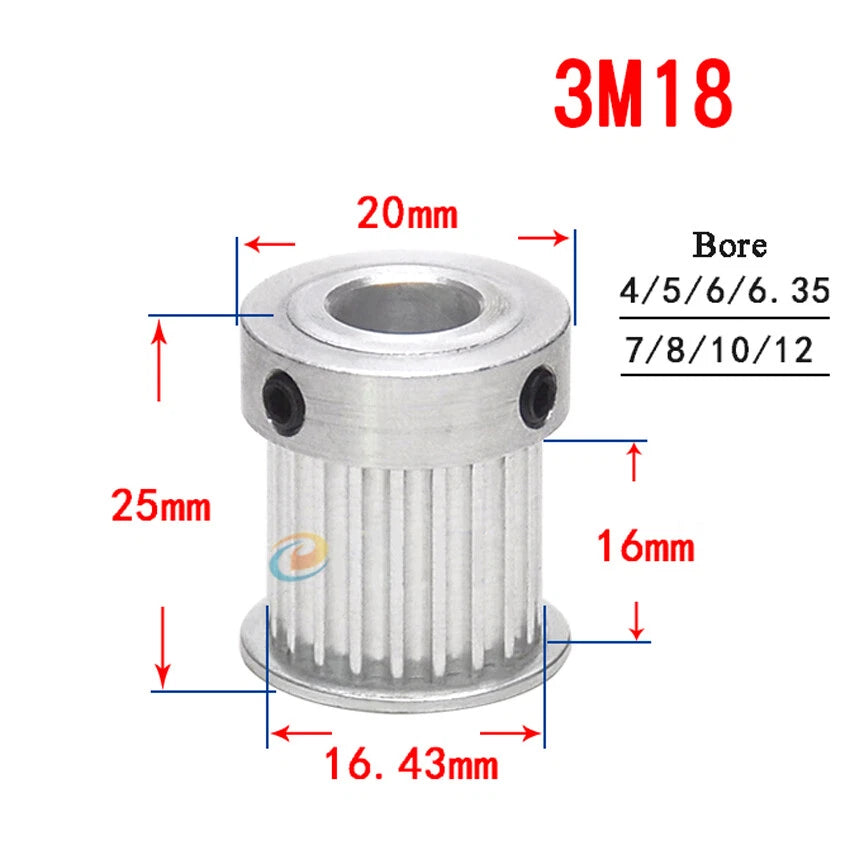 HTD-3M 12T-150T Timing Belt Pulley With Step Bore 8-25mm, For 15mm Width Belt