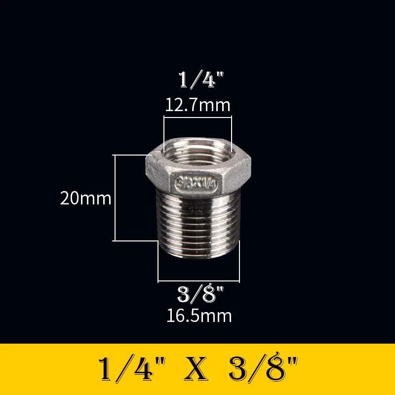 304 Stainless Steel Reducing Bush Adaptor | Male to Female NPT Pipe Fitting