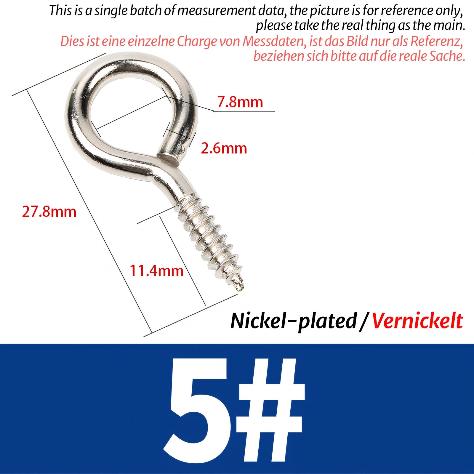 Screw-In Eye Hooks & Open Hooks — Nickel, Zinc & 304 Stainless, 16–106mm, All Sizes