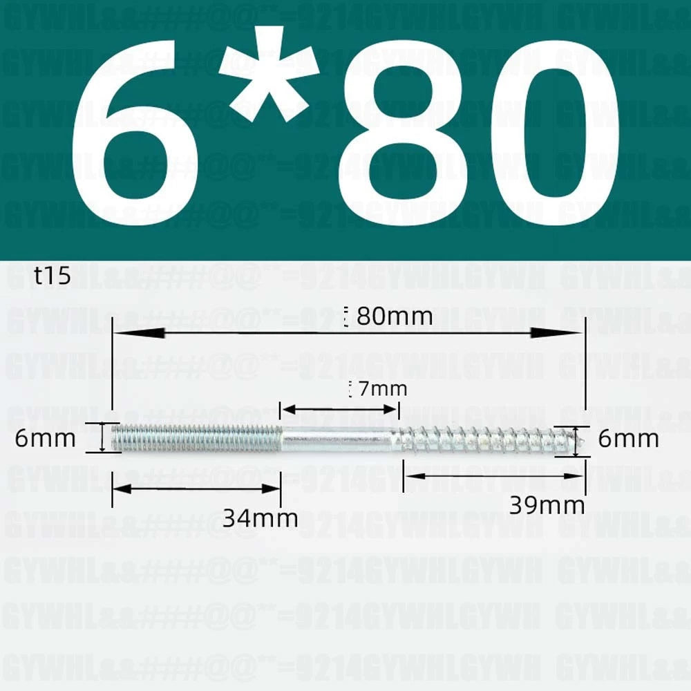 M6 M8 M10 Hanger Bolts – Zinc Plated Steel Torx Drive, Headless Furniture Wood Screws for Sofa Legs & Mounting