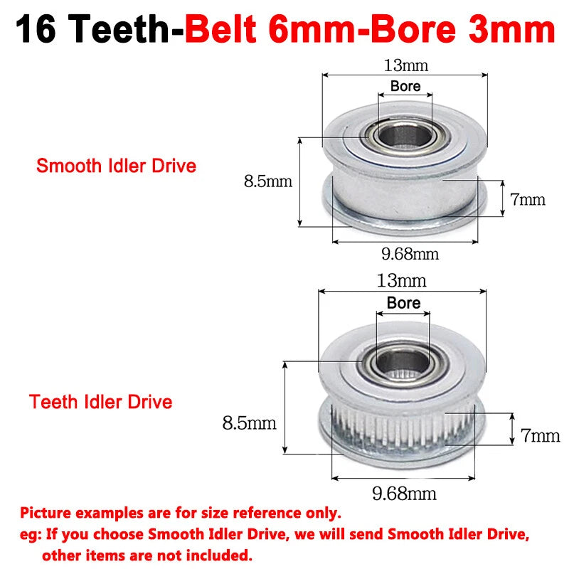2GT Smooth-Tooth Idler Pulley 16Tooth - 40Tooth Bore 3mm 4mm 5mm 6mm 7mm 8mm