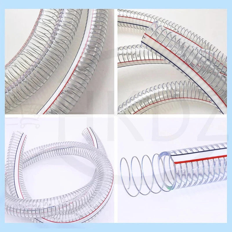 Wire Reinforced Clear PVC Hose Pipe — Heavy Duty, Flexible, Water Air Fuel