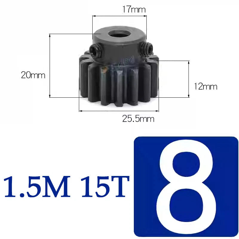 Spur Gears 1.5 Mod Transmission Gear With Step 45#Steel Pinion Motor Gear 15~50T