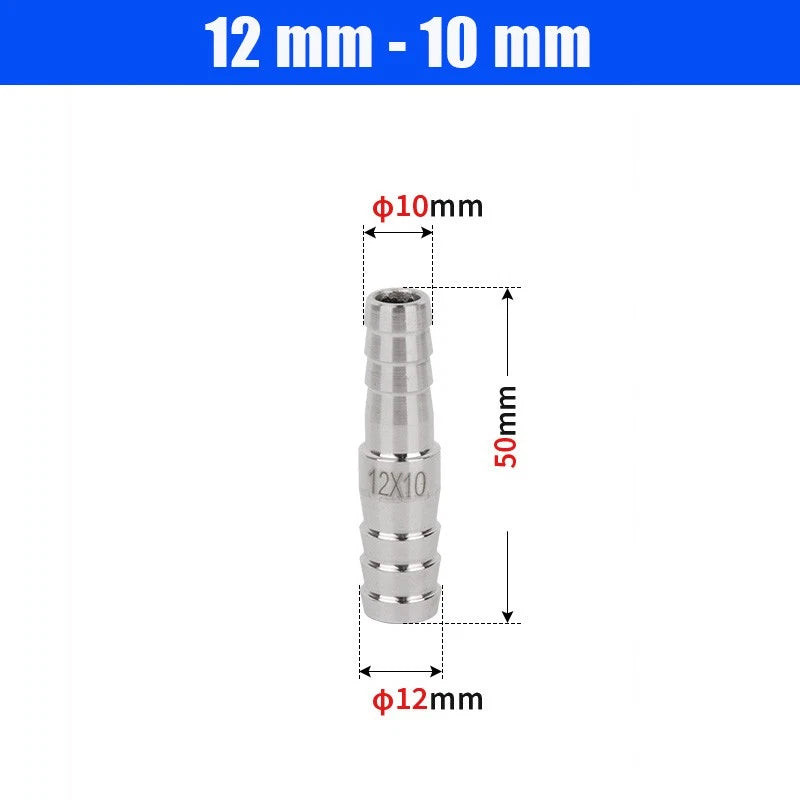 6mm~50mm Stainless Reducer Barbed Hose Joiner Connector Air Water Pipe Gas Tubi