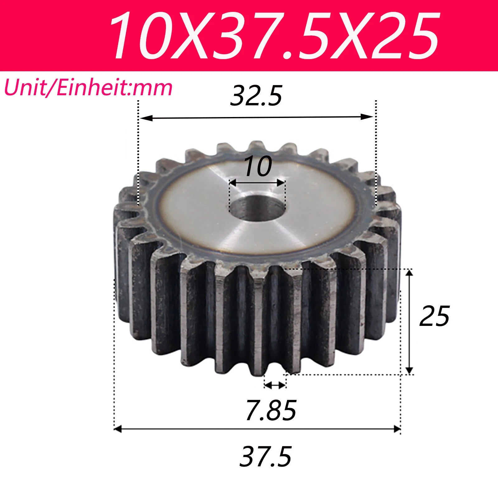 2.5 Modul 45# Steel Spur Gears Pinion Gear Thick 25mm 10-80 Teeth For 3D CNC