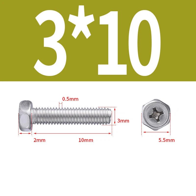 A2 Stainless Steel Hex Head Machine Screws – M3 M4 M5 M6 M8, Fully Threaded (304 Grade) - HomeDIYer