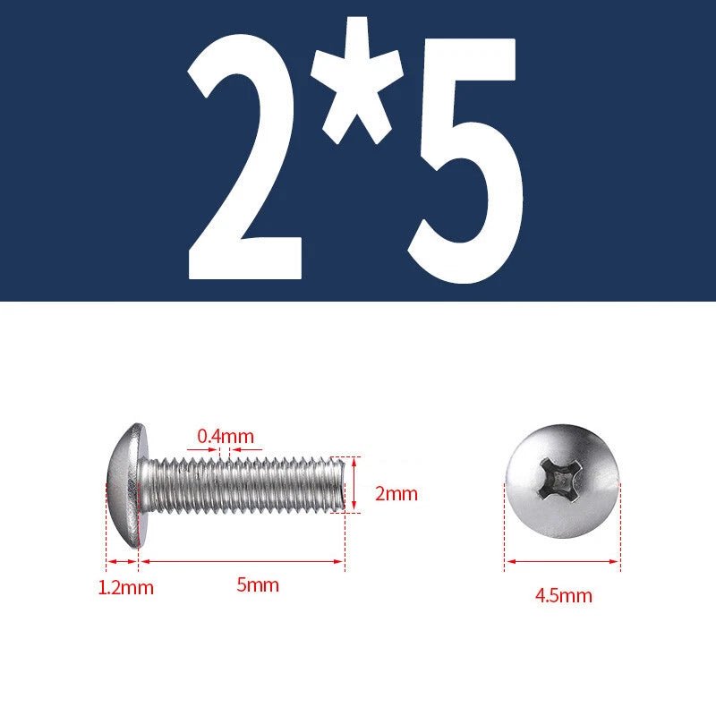 Phillips Button Head Machine Screws — Steel M2 M2.5 M3 M4 M5 M6 - HomeDIYer