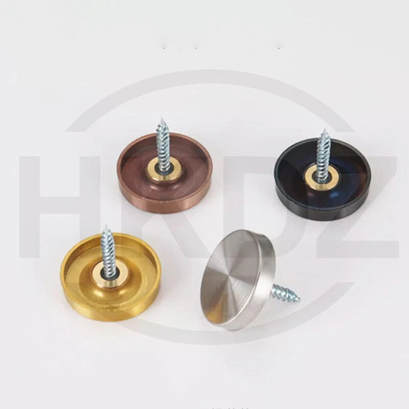 Stainless Steel Mirror Screw Cover Caps – Decorative Disc Plates for Glass, Mirrors & Furniture (16-50mm, Flat/Dome, Silver/Gold/Black/Rose Gold)