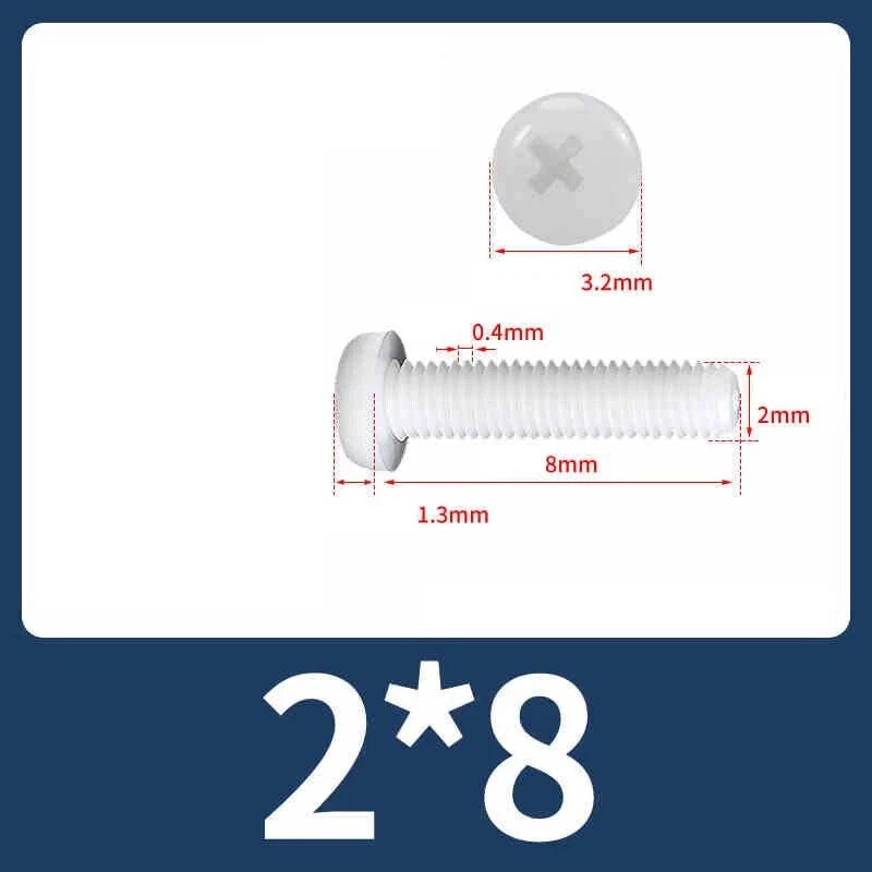 White Nylon Phillips Pan Head Machine Screws – M2 to M8, Non‑Conductive & Corrosion‑Free (PA66)
