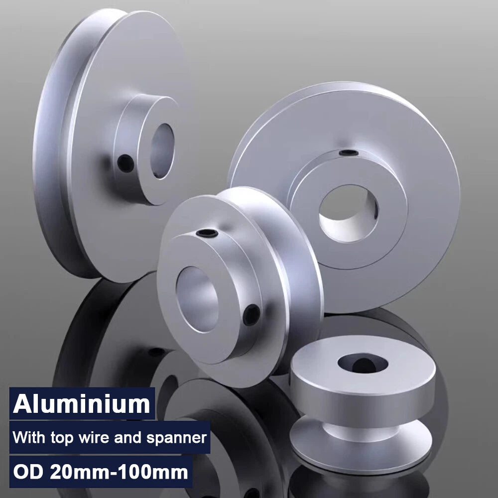 OD 20mm-100mm Aluminium V-Groove Pulley With Fixed Screw for 5mm/6mm Width Belt